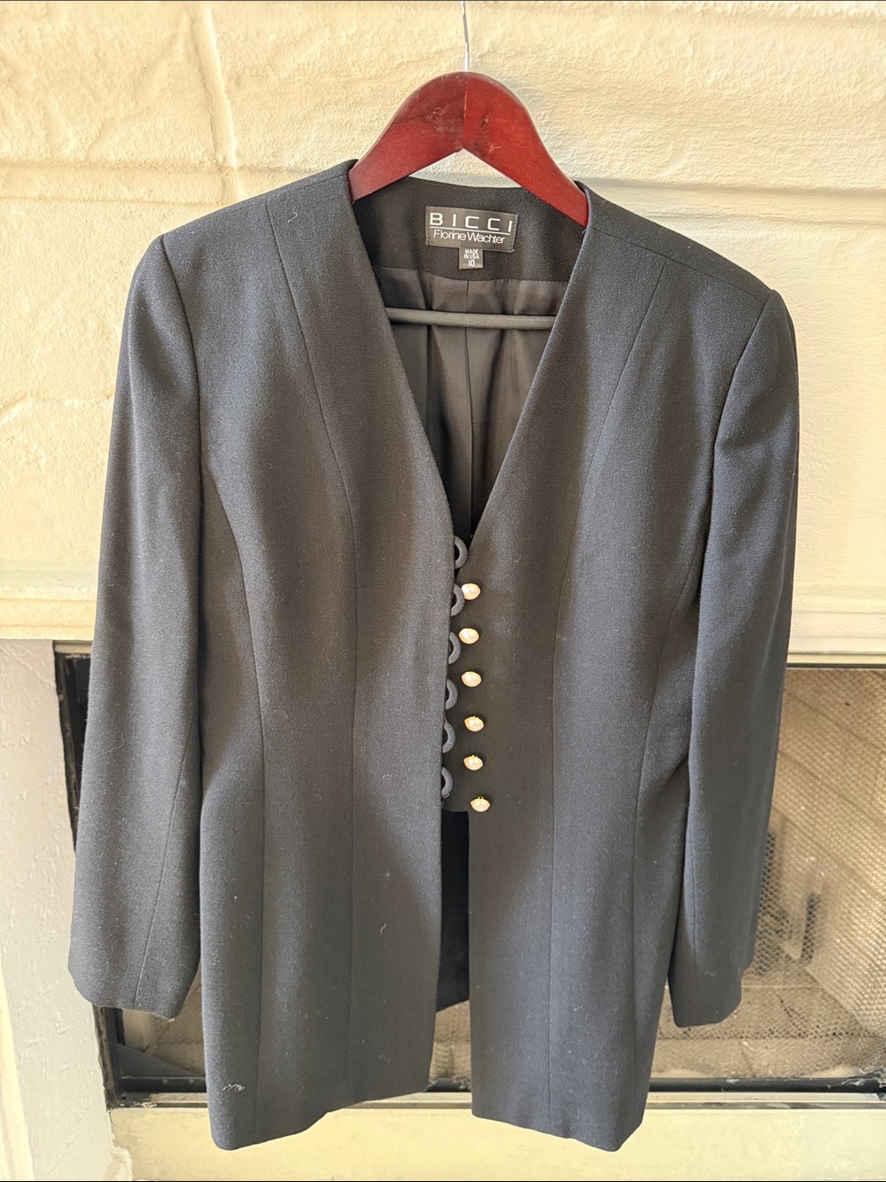 Black Women's Tailored Button-Front Jacket